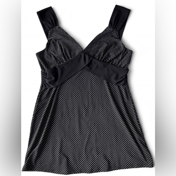 Vintage Black and White Polka Dot Baby Doll Sleeveless Shirt Mini Dress Medium - Picture 1 of 11